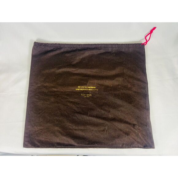 Kate Spade Brown Pink Drawstring Dust Cover/Bag "Tucked Coral Lipstick Away" - Picture 1 of 5